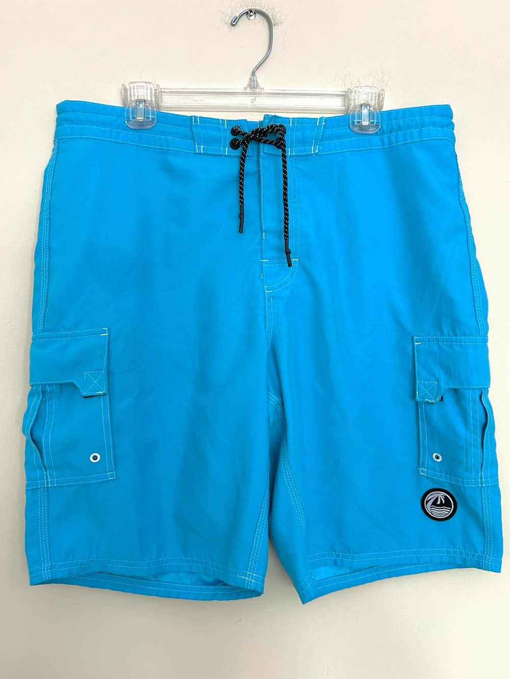 Beach Cruisin Men's Bright Aqua Board Shorts with Black Drawcord
